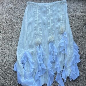 Urban Outfitters White Asymmetrical Skirt with Ruffle Accents